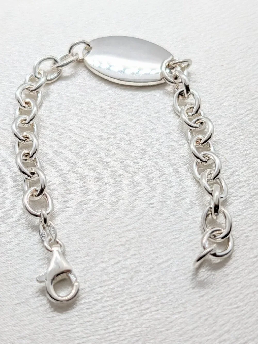 NEW Italian sterling silver engravable charm/i.d. bracelet